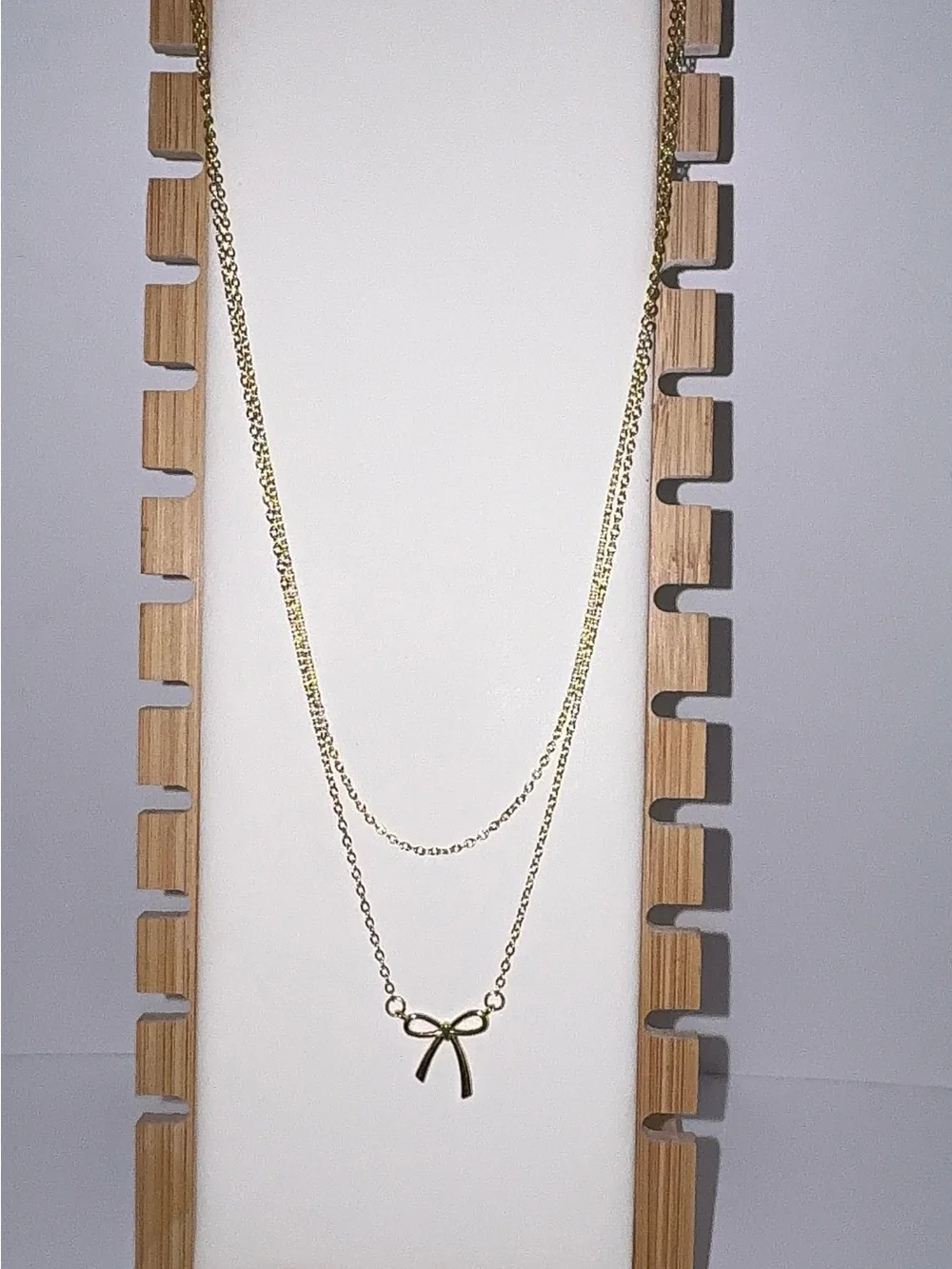 14K Gold Plated Layered Bow Necklace | Dainty Coquette Charm